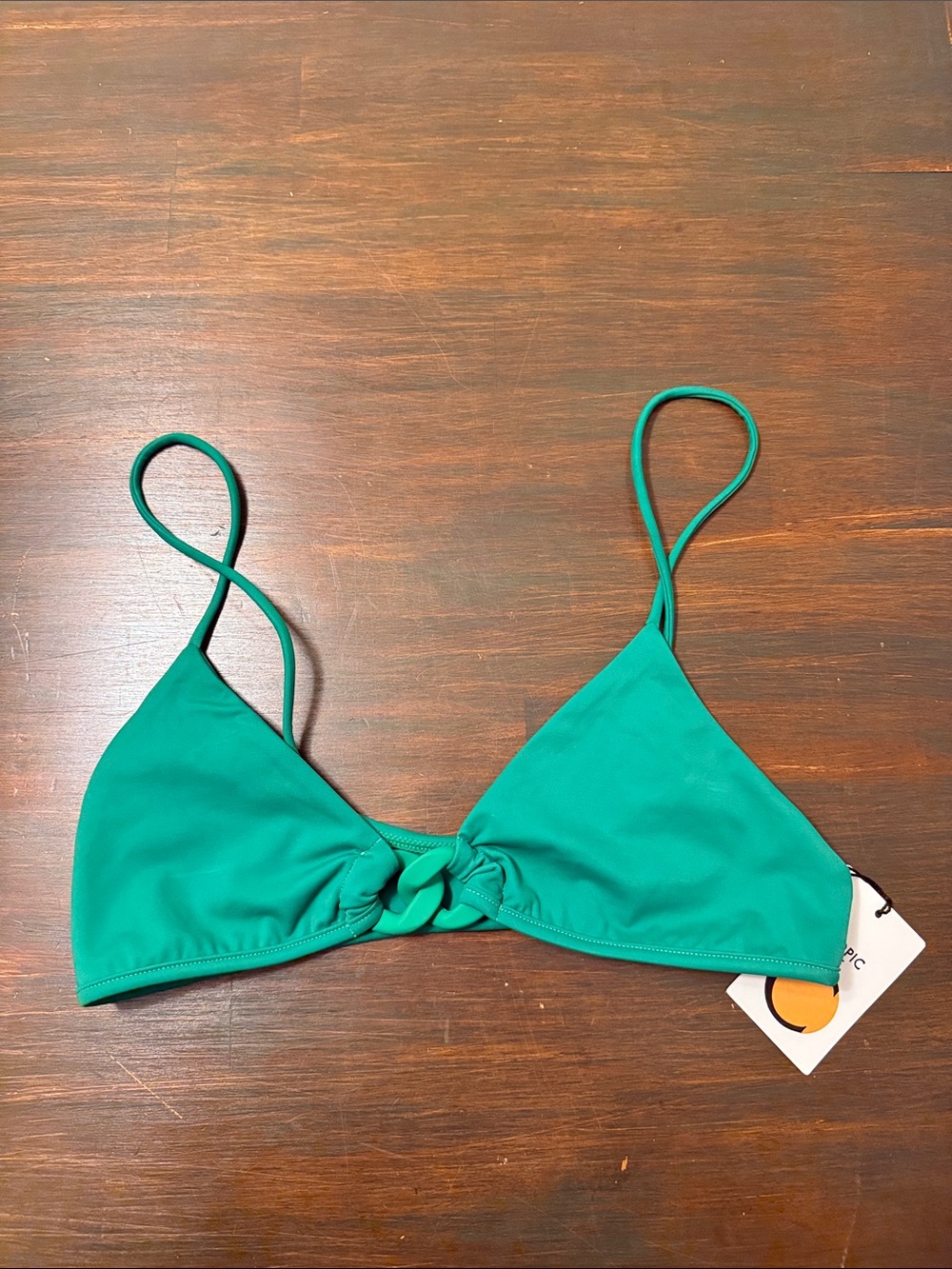 Emerald Knot-Front Triangle Bikini Top - Women Swim